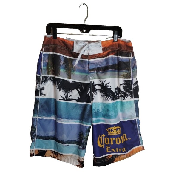 Corona Extra Beer Multicolor Palm Trees Hawaiian Board Shorts Swim Shorts (36) - Picture 2 of 9